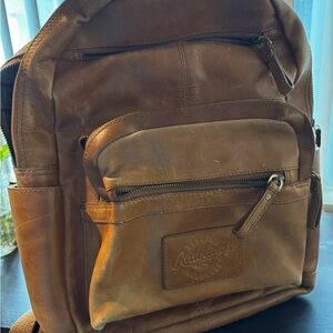 Brown leather backpack